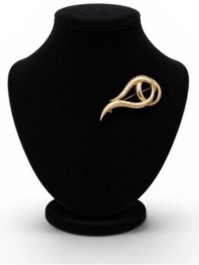 Vintage 70s M.J. Ent Gold Tone Abstract Modernist Brooch Pin